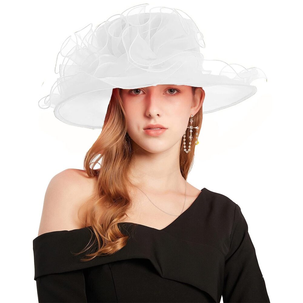 8918 Women’s Organza Church Tea Party Wedding Fascinator Hat Uv-anti Wide
